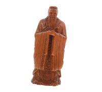 Sosoport Figurine Artisanale en Bois Sculpté Confucius Vintage, Taille Compacte, Ornement De Bureau Solide Et Stable, Décoration Intérieure Maison