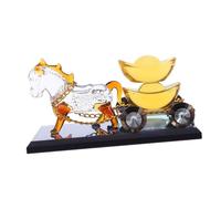 Sosoport Figurine Carrosse Cheval Cristal Statue Feng Shui Année du Cheval Décor de Prospérité pour Bureau Maison Voiture