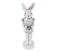 Sosoport Figurine Casse-Noisette Lapin en Résine Argentée 17 Cm, Décoration de Pâques et Printemps, Statuette Soldat Lapin pour Centre de Table, Accessoires Décoratifs Fête