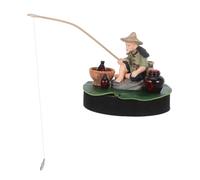 Sosoport Figurine de Pêcheur Chinois Ancien Flottante pour Aquarium, Décor | Pvc, Métal et Écume, Base Lestée Stable, Détails Peints à Main, pour Aquariums D'eau Douce