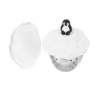Sosoport Filtre à Thé Acier Inoxydable Infuseur Silicone Sûr et Passoire Mailles Fines Design Manchot Pratique pour Tasse Infuseur Thé Ludique et Fonctionnel