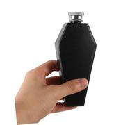 Sosoport Flasque Acier Inoxydable Forme Cercueil Bouteille de Poche Étanche pour Whisky et Liqueur Entonnoir Décoration Gothique Halloween Noire Compacte et Polyvalente