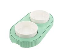 Sosoport Gamelle Chauffante pour Chat Intérieure 2 Bols Détachables en Céramique Verte Contrôle Température USB 5V Bol Chauffant Électrique pour Nourriture et Eau Adaptée Petits et