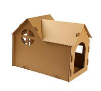 Sosoport Griffoir en Carton pour Chat Demi-Fermé Maison pour Chat D’Intérieur en Carton Ondulé Solide Planche à Griffer Résistante pour Chaton Espace Douillet pour Griffer et Se