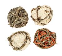 Sosoport Jouets À Mordre pour Perroquets - Lot De 4 Jouets en Herbe Tissée pour Broyer Et Mâcher Les Molaires des Animaux - sans Danger pour Les Hamsters Et Les Cochons Dinde