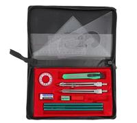 Sosoport Kit de Dessin Professionnel Multi-fonctions pour Architecture et Ingénierie Trousse Noire Compas Stylos à Dessin Gomme et Boîte de Rangement Pratique Fournitures Couleur