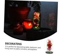 Sosoport Lampe LED Petite Fleur Artificielle Romantique sous Cloche Verre Décoration Lumineuse pour Saint Valentin Cadeau Original pour Femme et Couple