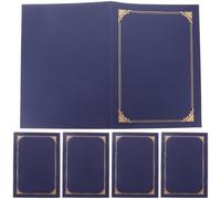 Sosoport Lot de 10 Étuis de Protection pour Certificat Bordure Dorée, Couverture de Diplôme Bleu, Dossier de Présentation Léger et Résistant, Bureau et Maison, Format Lettre