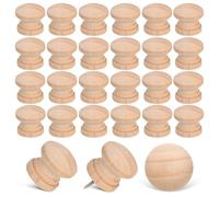 Sosoport Lot de 100 Boutons de Tiroir Champignon en Bois Brut, Mini Poignées Rondes pour Armoires et Commodes, Taille L2-403, Style Rustique Naturel, pour Meubles et Projets DIY