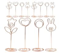 Sosoport Lot de 12 Porte-cartes Métal Doré Pinces Porte-mémos pour Bureau et Mariage Motifs Fleur, Cœur, Cercle, Lapin Support Numéro de Table et Détenteur Carte Siège Décoratif