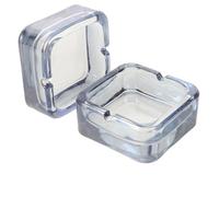 Sosoport Lot de 2 Cendriers Carrés en Verre Transparent Cendrier Décoratif Rétro Coupe-Vent Dimensions 9,4 X 9,4 X 4 Cm D’extérieur ’intérieur pour Voiture Terrasse et Salon