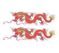 Sosoport Lot de 2 Écussons Thermocollants DIY de Dragon Rouge Petit Format, Patchs en Fer à Repasser pour Vêtements, Chapeaux et Manteaux, Appliques Décoratives à Broder pour Couture