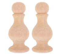 Sosoport Lot de 2 Embouts Décoratifs en Bois Massif Brut Sculptés à la Main 14 X 6 CM Embouts Ronds pour Balustres Escaliers et Ornements D’Intérieur Décoration Artisanale Solide et