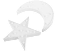 Sosoport Lot de 2 Lampes Décoratives LED de Lune Blanche et Étoile Blanche Mini Lampe de Chevet pour Chambre Veilleuse Douce Adaptée à L'Éclairage Nocturne