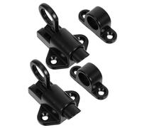 Sosoport Lot de 2 Loquets Métalliques à Ressort en Alliage D'aluminium Noir Autobloquants, Verrou de Porte et Fenêtre à Goupille de Verrouillage pour Portes en Bois, Meubles et Portails,