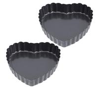 Sosoport Lot de 2 Plaques à Four en Acier à Haute Teneur en Carbone, Antiadhésives, Forme Cœur 4 Pouces, Moules à Tarte Fond Amovible, pour Pizza, Quiche et Pâtisserie Maison