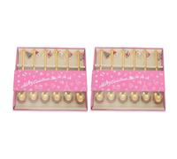 Sosoport Lot de 2 Sets de 6 Cuillères à Café en Acier Inoxydable Doré Pendentif Noël, Cuillères à Mélanger Décoratives pour Dessert, pour Fêtes et Présents de Noël, Coffret Présent Festif