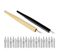 Sosoport Lot de 2 sets de Stylos-Plume à Plumage Interchangeables en Bois avec 20 Pointes pour Calligraphie Dessin Manga et Illustration Stylo à Encre pour Bande Dessinée Set Artistique