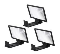Sosoport Lot de 3 Loupes d'Écran pour Téléphone Portable 3D Haute Définition Amplificateur d'Écran sans Alimentation Écran Grossissant Noir pour Films et Lecture Support Portable