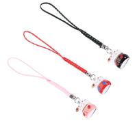 Sosoport Lot de 3 Porte-clés Chat Fengshui en Céramique Résistante, Pendentifs Téléphone Suspendus Clochettes Colorées - Accessoires Décoratifs pour Smartphone et Voiture, Ornement Compact