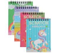 Sosoport Lot de 4 Cartes à Gratter DIY pour Garçon et Filles Papier Brouillon Coloré Carnet à Gratter Format Poche Motifs Dessin Animé Bricolage Créatif pour Maternelle