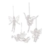 Sosoport Lot de 4 Décorations de Noël en Acrylique Transparentes Pendentifs Suspendus Mini Anges Cupidon Ballerine Fée et Harpe Ornement Sapin Festif pour Maison et Fête de Fin d'Année