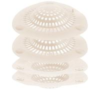 Sosoport Lot de 4 Filtres de Siphon de Sol en Silicone Beige Ventouse Crépines de Lavabo Anti-Cheveux Passoires Fines Cuisine et Salle de Bain Récupérateur de Cheveux pour Évier