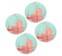 Sosoport Lot de 4 Lanternes en Papier de Riz Rondes de Poisson Rouge 30 CM Lanternes Suspendues Décoratives Japonaises pour Fête Restaurant et Décoration Extérieure