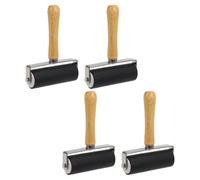 Sosoport Lot de 4 Rouleaux en Plastique Noir pour Impression Linogravure, Application Uniforme D'encre, Facile à Nettoyer, Manche en Bois Léger pour Modelisme Artistique