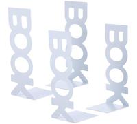 Sosoport Lot de 4 Serrage-Livres en Métal Robustes Base Antidérapante Supports Décoratifs pour Livres Lourds pour Étagères de Maison et Bureau Maintien des Ouvrages