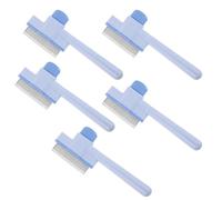 Sosoport Lot de 5 Brosses Démêlantes Autonettoyantes pour Animaux Peigne en Acier Inoxydable Bleu 20 CM pour Chats et Chiens Élimination des Poils Morts et Nœuds Toilettage à Domicile