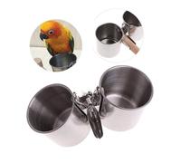 Sosoport Mangeoire à Oiseaux à Une Tasse en Acier Inoxydable pour Perroquet Bol d'eau à Clip Mangeoire à Perroquet Facile à Suspendre pour Cage