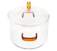 Sosoport Marmite en Verre Borosilicaté 1,9 L Jaune avec Couvercle et Double Poignée, Casserole Transparente Résistante la Chaleur pour Cuisson sur Plaque Électrique, pour Soupes, Nouilles
