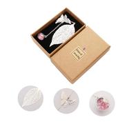 Sosoport Marque-Page de Feuille en Boîte Présent Marqueur de Page Décoratif Fleurs Séchées Argenté et Rose Fournitures Scolaires Bureau Léger et Solide pour Étudiants