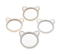 Sosoport Miroir Pour Téléphone Portable 4 Pièces Oreilles De Chat En Métal Et Verre Avec Strass Pour Maquillage Et Usage Quotidien
