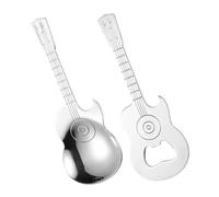 Sosoport Ouvre-bouteille Magnétique Guitare Multifonction Acier Inoxydable avec Cuillère à Miel Petite Cuillère Pratique pour Fête Mariage Anniversaire