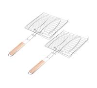 Sosoport Panier à Griller pour Barbecue 2 Pièces, Grillades Poisson Et Légumes, Grille en Fer Maille, Usage Extérieur Camping Et Pique-, Pratique Et Léger