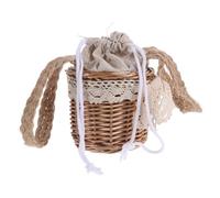 Sosoport Panier Rond en Osier Tressé Naturel Petit Format Bordure en Dentelle Panier à Main Tissé à la Main pour Rangement de Bonbons et Décoration Mariage