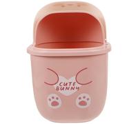 Sosoport Petite Poubelle de Bureau en Plastique Couvercle Motif Lapin Mini Poubelle de Comptoir Ludique Blanche Corbeille à Papier pour Chambre et Salle de Bain 1 Pièce