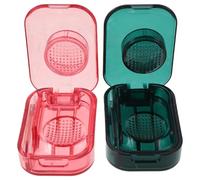 Sosoport Pilulier Portable pour Animaux avec Broyeur de Pilules et Coupe-comprimés Précis, Lot de 2 Pièces en Plastique Non Toxique, Compartiments de Rangement Rose et Vert, pour