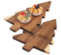Sosoport Planche à Découper de Noël en Bois Forme Sapin Lot de 2 Planches de Charcuterie Multifonctions pour Sushi Fruits et Snacks Plateau de Service Décoratif pour Table Festive