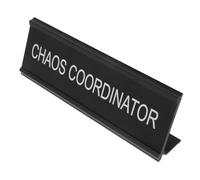 Sosoport Plaque de Bureau en Alliage d'Aluminium L 6X18 CM Panneau Nominatif Coordinateur du Chaos Décoration de Bureau à Domicile Signalétique Humoristique pour Poste de Médiateur