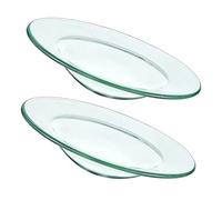 Sosoport Plat De Remplacement en Verre Transparent 12 Cm pour Chauffe-Cire, Soucoupe Double Lot pour Huiles Essentielles, Support De Fusion pour Lampe à Parfum, Usage Maison Et Bureau