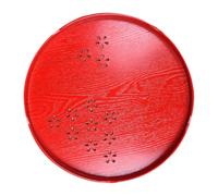 Sosoport Plateau à Thé Rond en Bois Rouge Ajouré - Accessoire Mariage Traditionnel - Plateau Ménager Décoratif pour Cérémonie, Service à Thé et Rangement - 1 Pièce