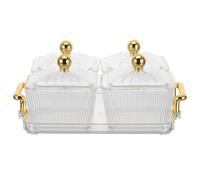 Sosoport Plateau de Service Compartimenté avec Couvercle Transparent 4 Compartiments pour Fruits Secs et Noix Plateau Apéritif Plastique pour Présentation Alimentaire Bol Réutilisable