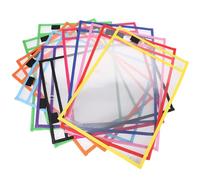 Sosoport Pochettes Effaçables à Sec Réutilisables Résistantes à L'eau Lot de 12 en Pvc avec Étui à Stylo Couleur Aléatoire pour Fournitures Scolaires et Bureau