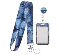 Sosoport Porte-Badge Cordon Étoilé Étui Protège-Carte D’Identité Double Face en Polyester et Plastique Porte-Carte Scolaire et Professionnel Usage Bureau École et Voyage 1 Pièce