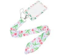 Sosoport Porte-carte D’identité Cordon Tissé à Motif Floral Romantique, Étui Multifonction Léger et Robuste pour Cartes de Travail, Élève et Transport, Pochette Protection Carte pour Usage