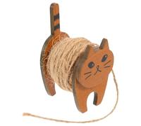 Sosoport Porte-fil pour Maquette de Chat en Bois Naturel, Support de Câble Compact et Léger de Chat Adorable pour Bureau, Accessoire Décoratif Ficelle de Chanvre