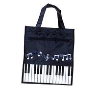 Sosoport Porte-Main Réutilisable Grand Format Tissu Non Tissé Noir avec Impression Créative De Notes De Musique Léger Et Lavable Écologique pour Femme Et Usage Scolaire